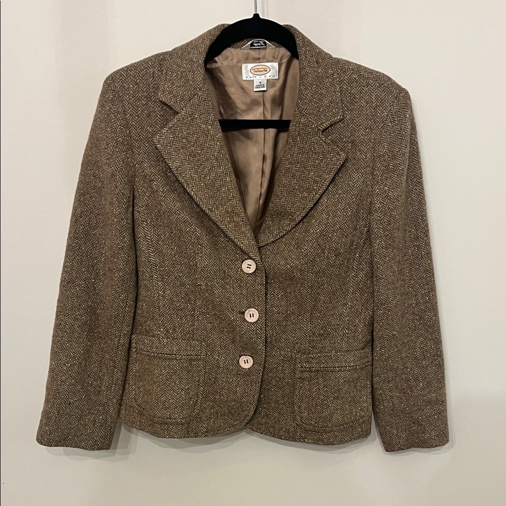 Talbots Taupe Herringbone Blazer